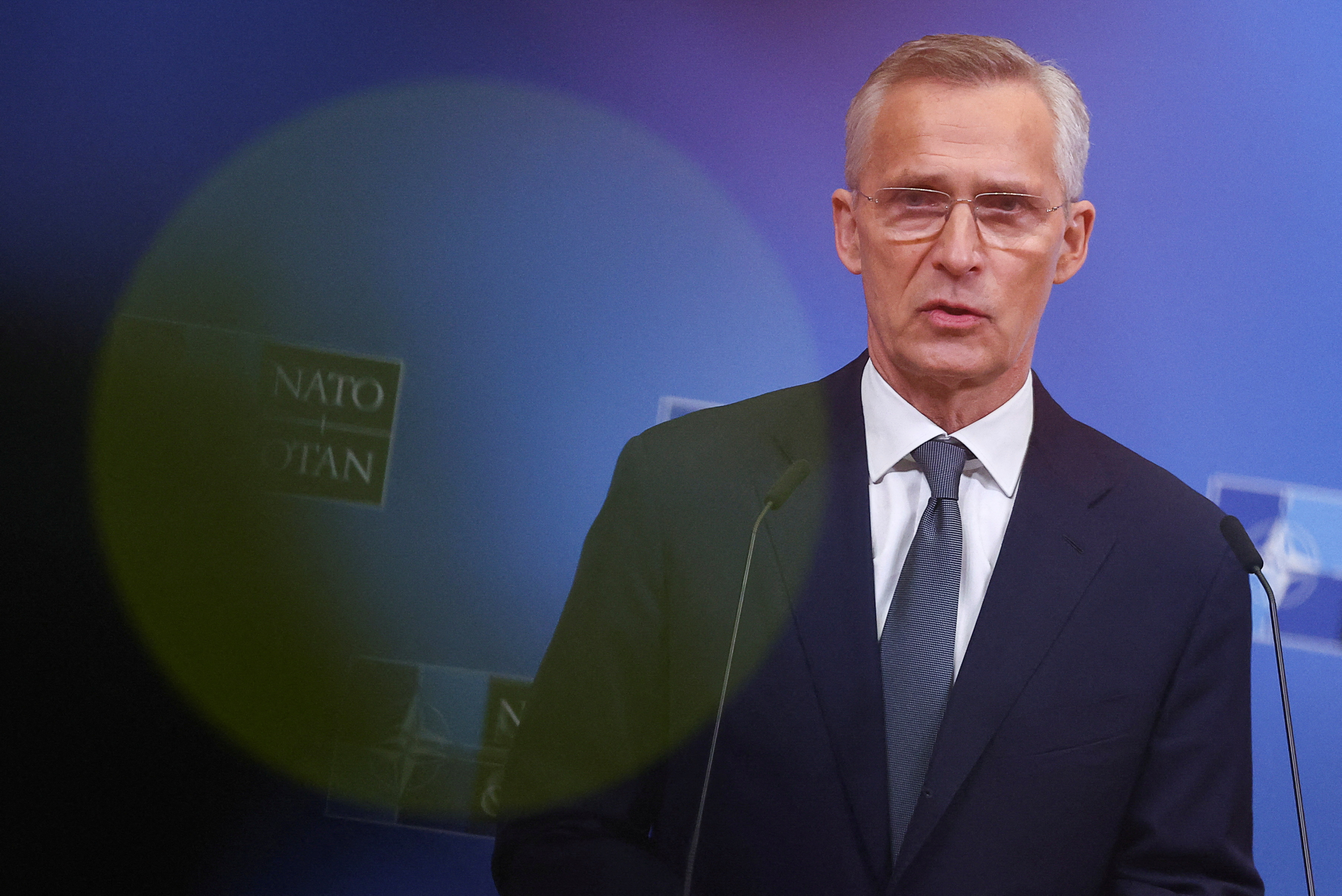 FILE PHOTO: NATO Secretary General Stoltenberg gives press conference to present NATO's annual report in Brussels