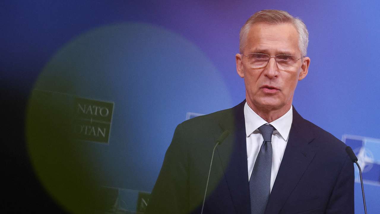 FILE PHOTO: NATO Secretary General Stoltenberg gives press conference to present NATO's annual report in Brussels