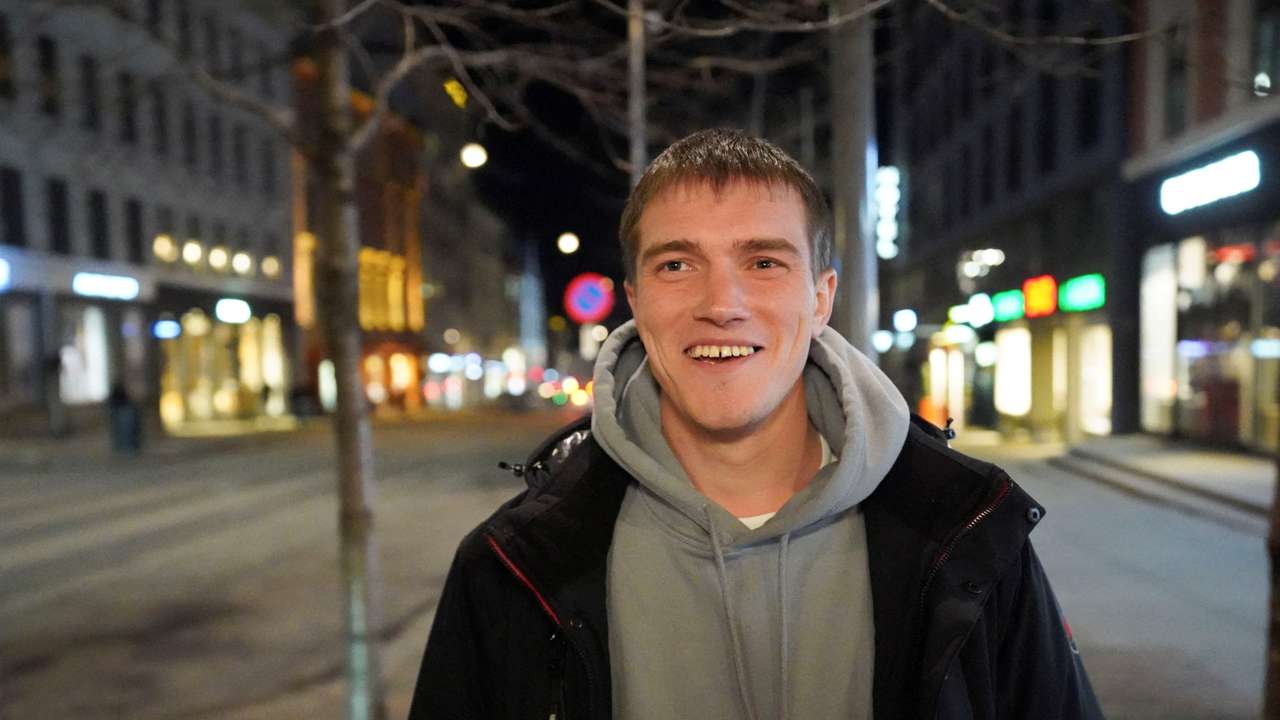 FILE PHOTO: Andrei Medvedev, a former commander of Russia's Wagner mercenary group smiles during an interview in Oslo