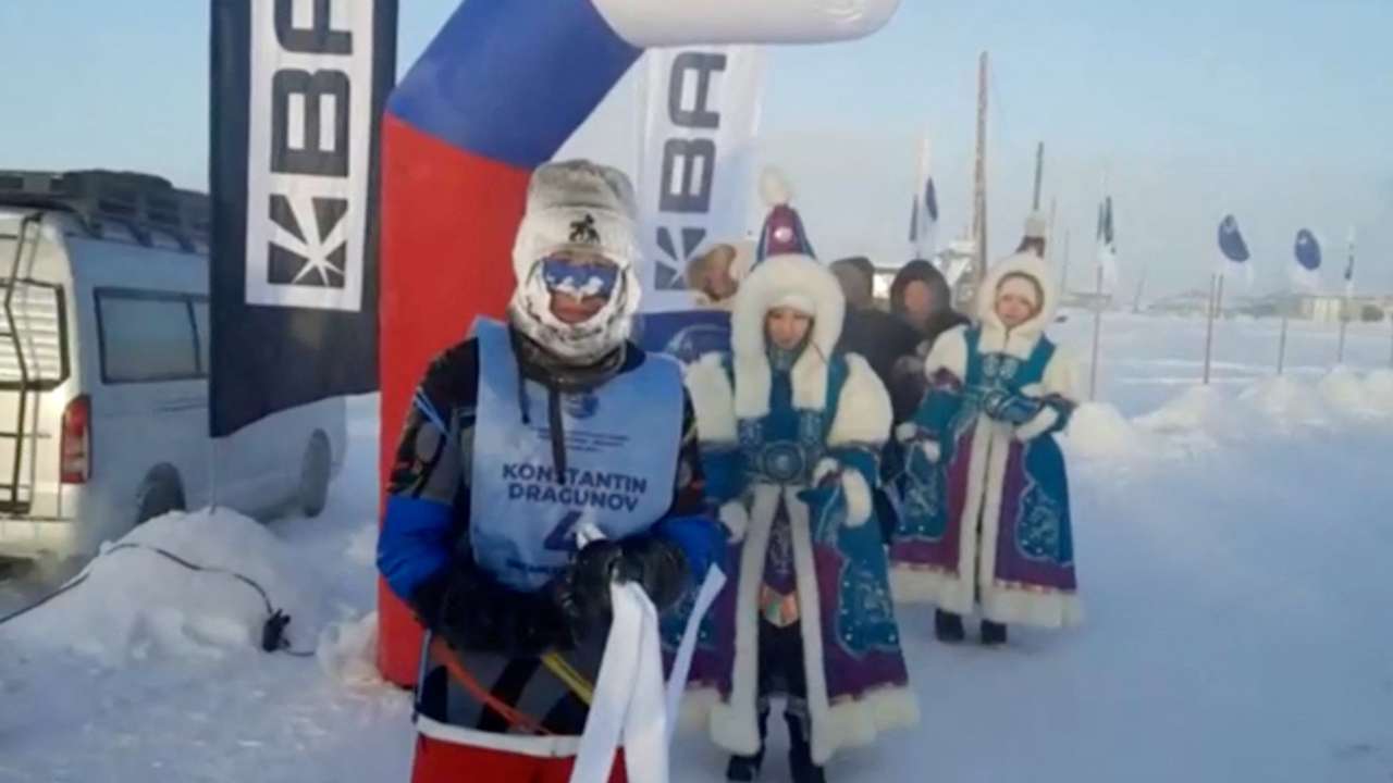 Ice-encrusted runners take on Siberian marathon at -52C