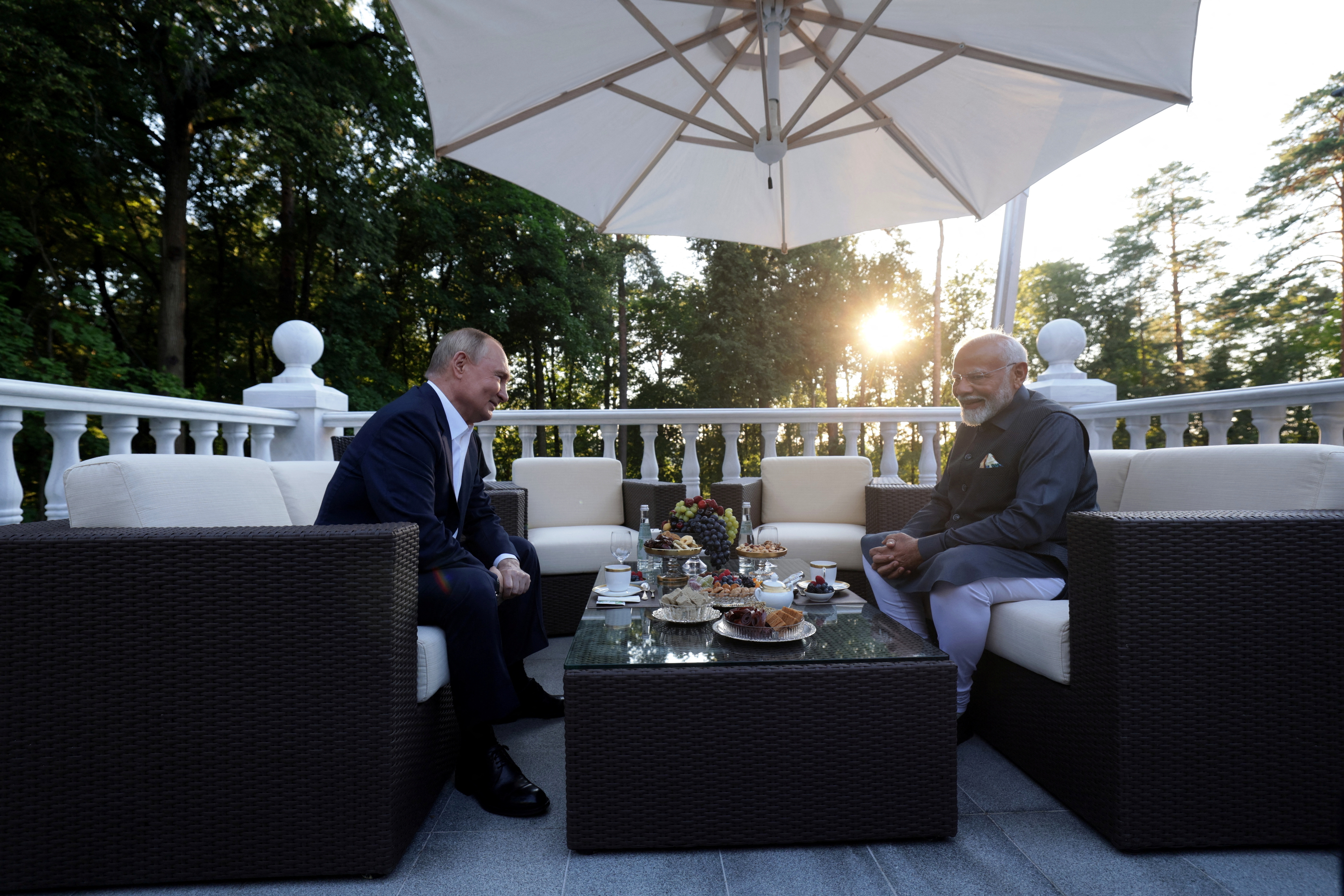 Russia's President Putin and India's Prime Minister Modi meet near Moscow