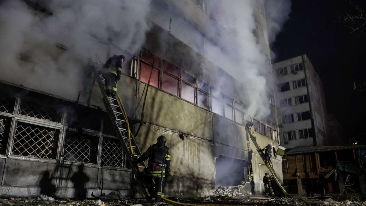 Aftermath of a Russian drone strike in Kharkiv