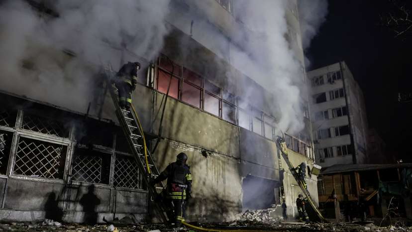 Aftermath of a Russian drone strike in Kharkiv