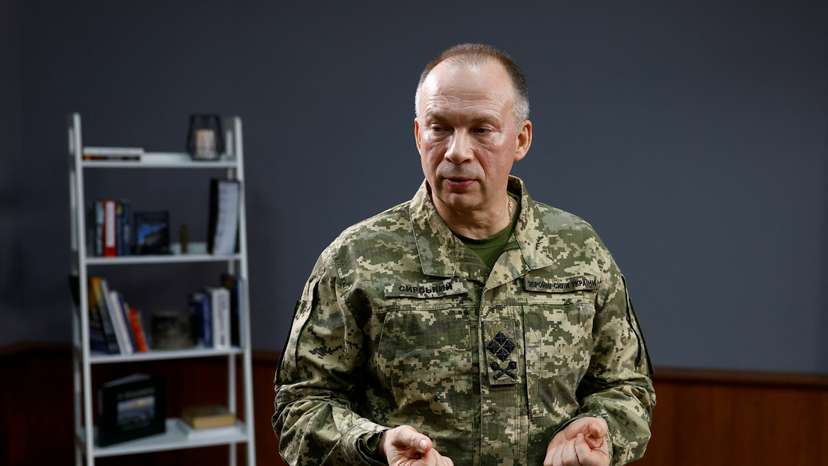 Commander of the Ukrainian Ground Forces Syrskyi attends an in interview with Reuters in Kharkiv region