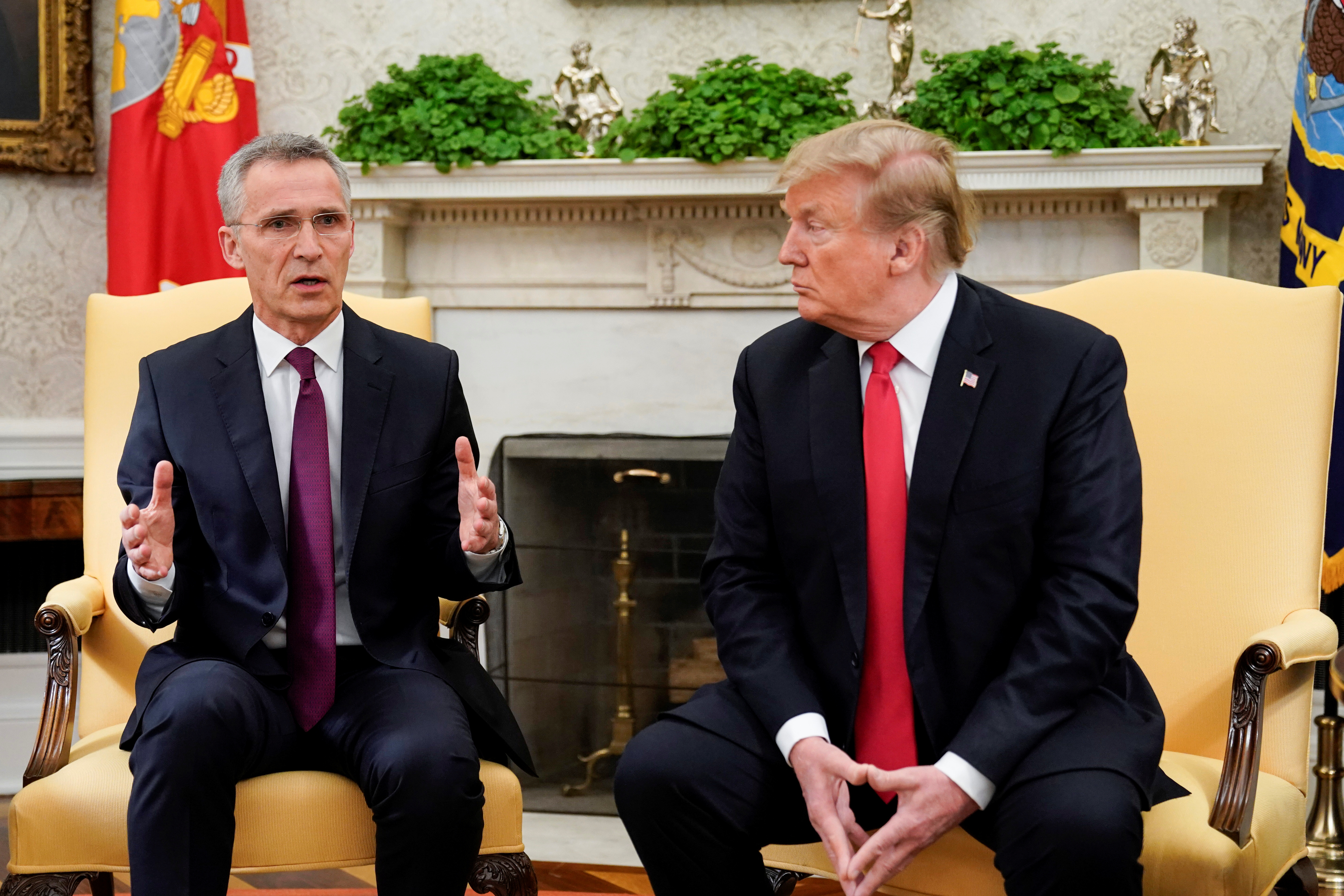 U.S. President Trump meets with NATO Secretary General Stoltenberg at the White House in Washington