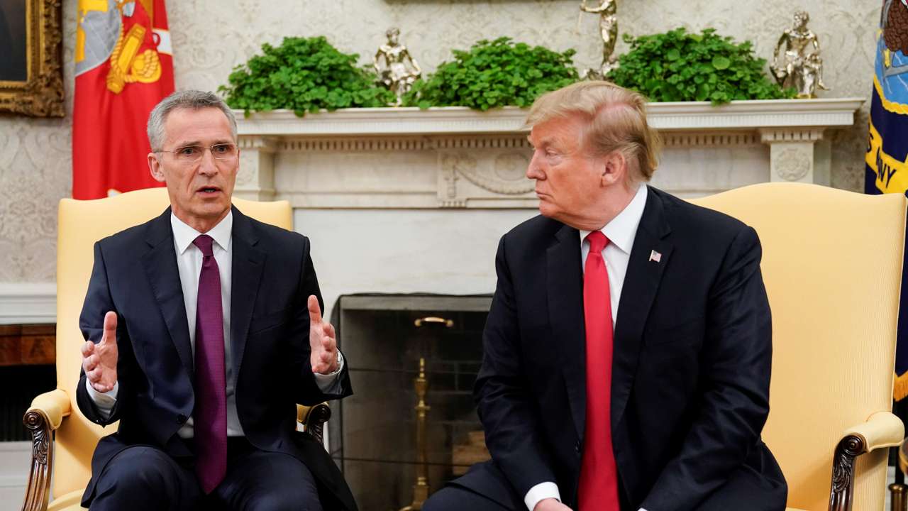 U.S. President Trump meets with NATO Secretary General Stoltenberg at the White House in Washington