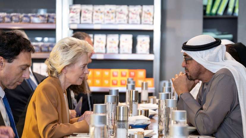 FILE PHOTO: Sheikh Mohamed bin Zayed Al Nahyan, President of the United Arab Emirates, meets with Ursula von der Leyen, President of the European Commission in Abu Dhabi