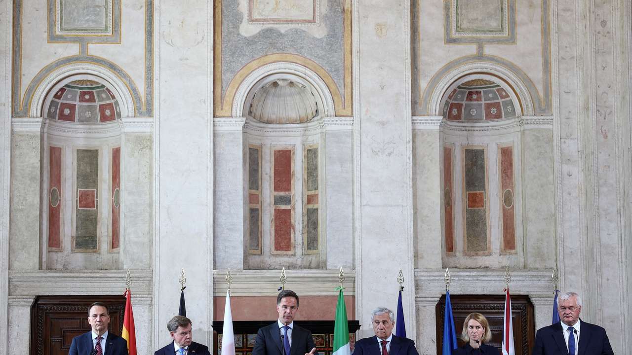 Foreign ministers and NATO Secretary General Mark Rutte meet, in Rome