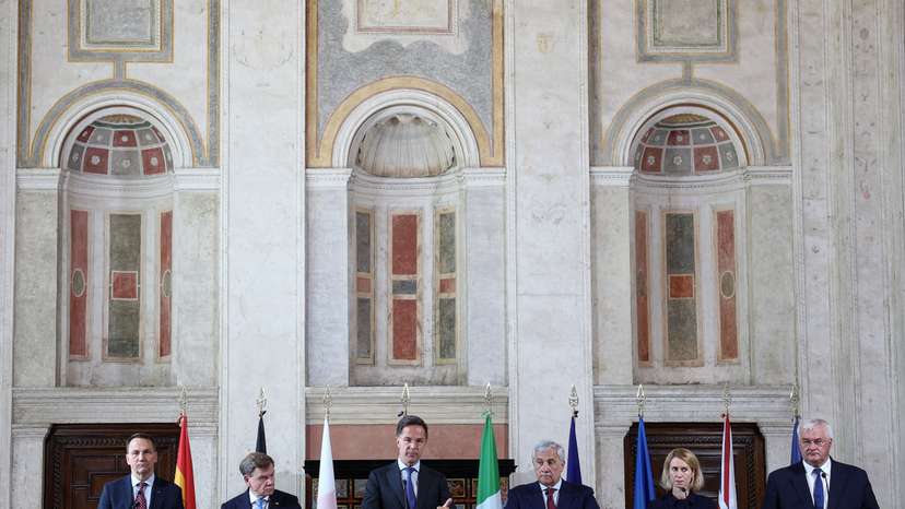 Foreign ministers and NATO Secretary General Mark Rutte meet, in Rome