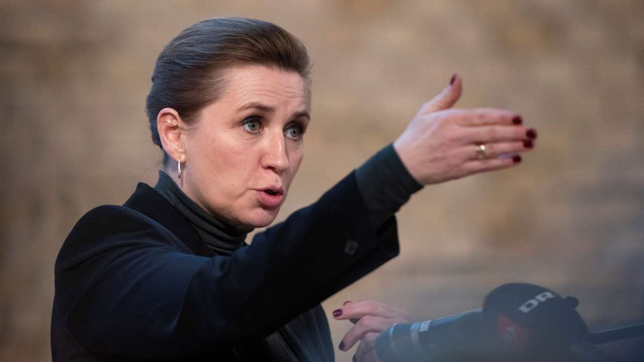 Denmark's Prime Minister Mette Frederiksen participates in a debate event at Aarhus University