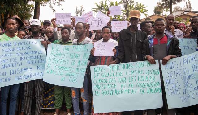 Congolese refugees at Kigeme Refugee Camp in Nyamagabe protest