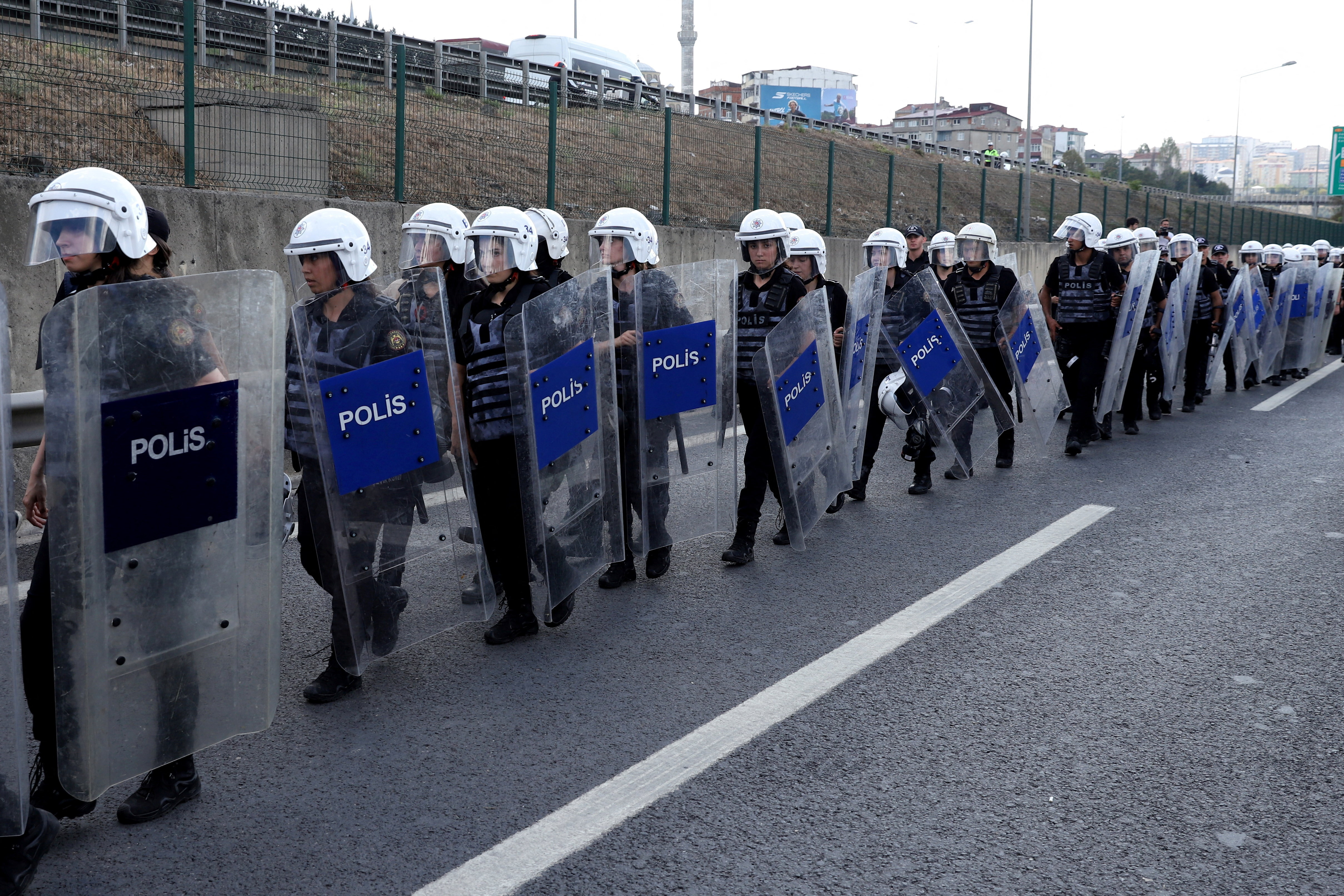 Turkey's main opposition CHP supporters try to reach the party's Istanbul provincial office