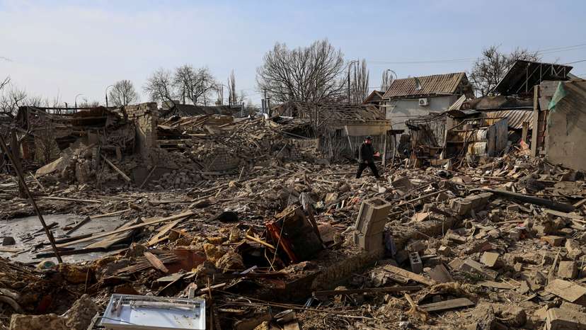 Aftermath of a Russian air strike in Kherson