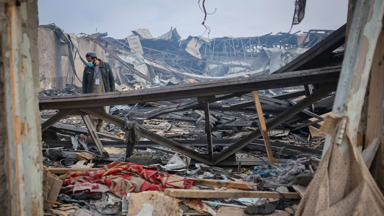 Aftermath of an air strike in Kabul