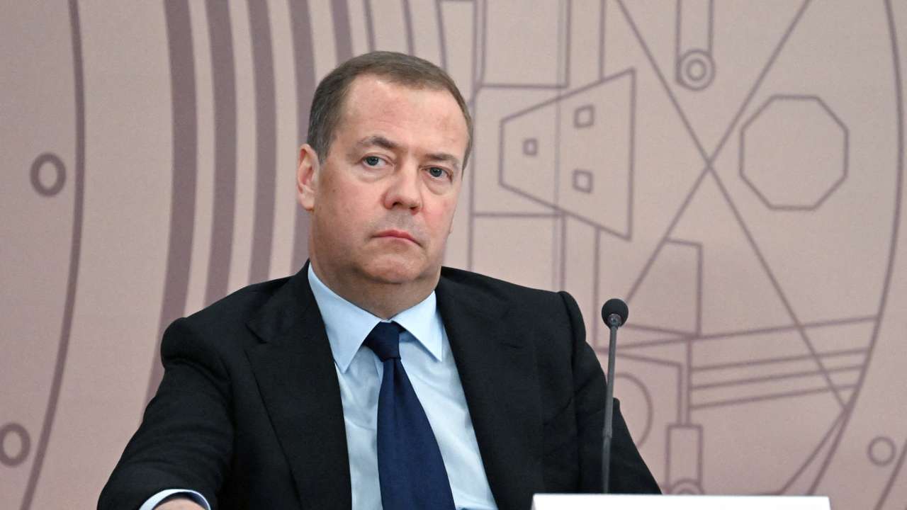 FILE PHOTO: Russian Security Council's Deputy Chairman Medvedev attends a meeting near Moscow