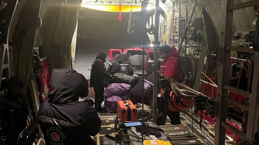 Royal New Zealand Air Force personnel undertake a medical evacuation of three people from McMurdo Station in Antarctica
