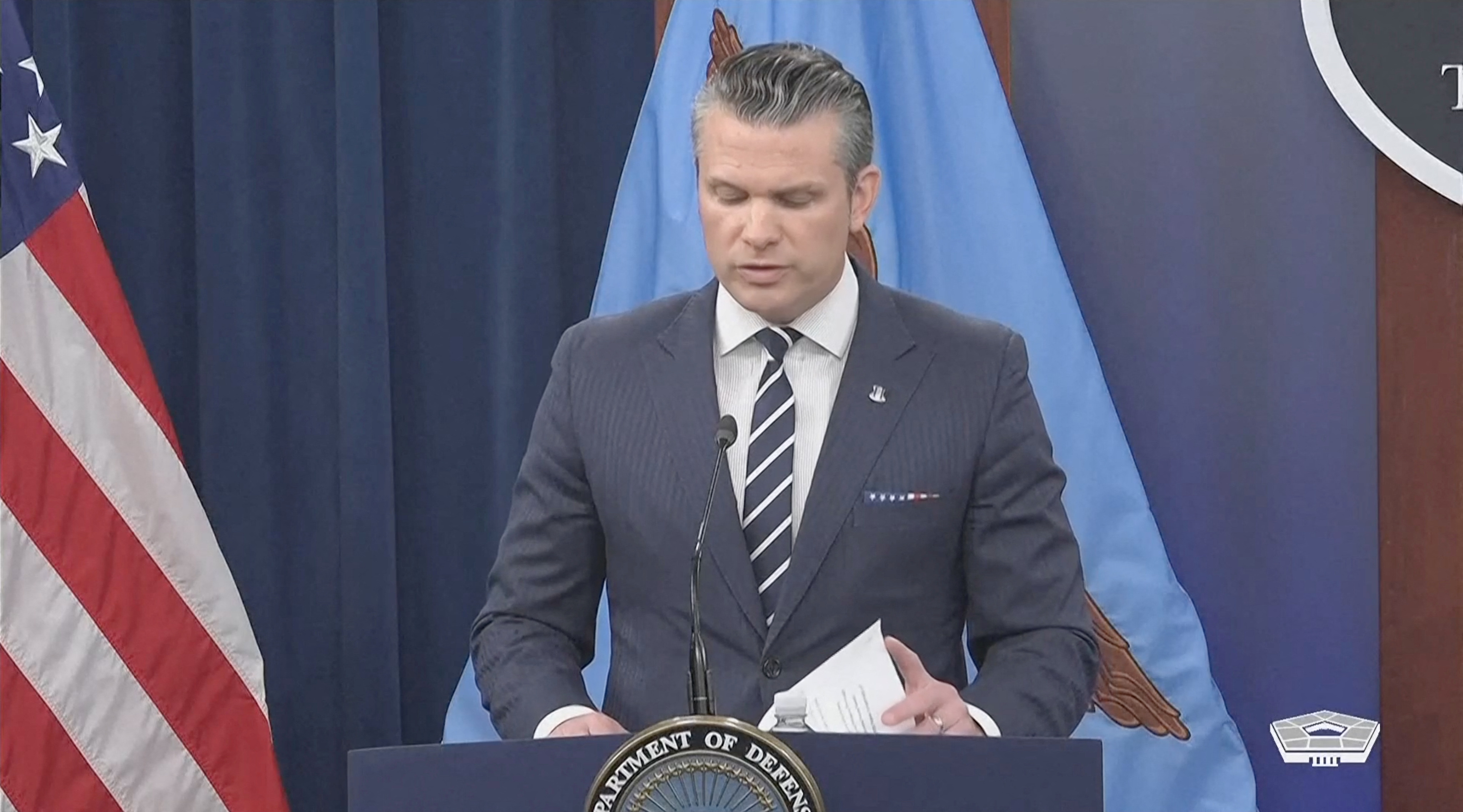 U.S. Defense Secretary Hegseth and Air Force chief hold briefing at Pentagon