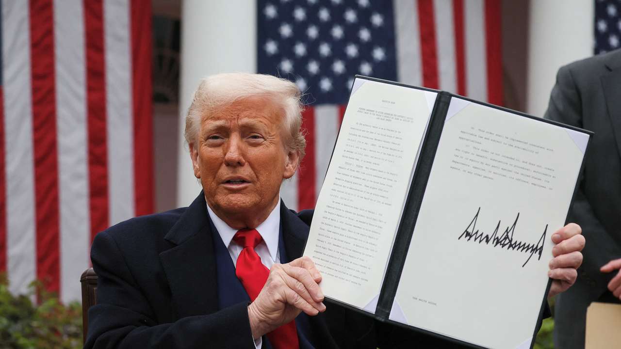 U.S. President Trump delivers remarks on tariffs at the White House