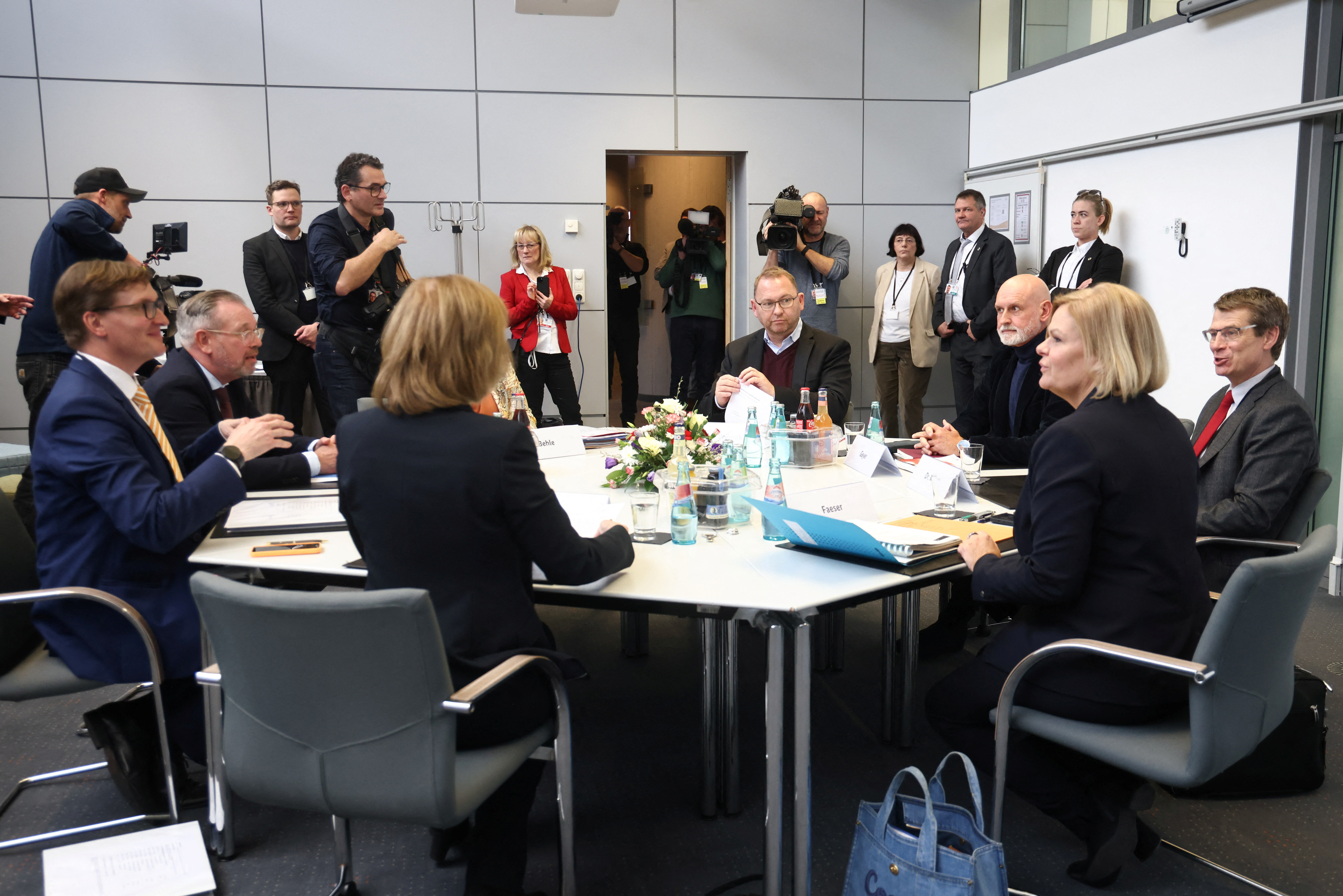 German public sector workers union Verdi's wage talks with German Interior Minister Faeser in Potsdam