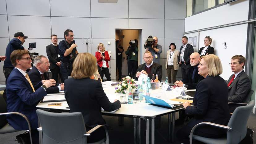 German public sector workers union Verdi's wage talks with German Interior Minister Faeser in Potsdam