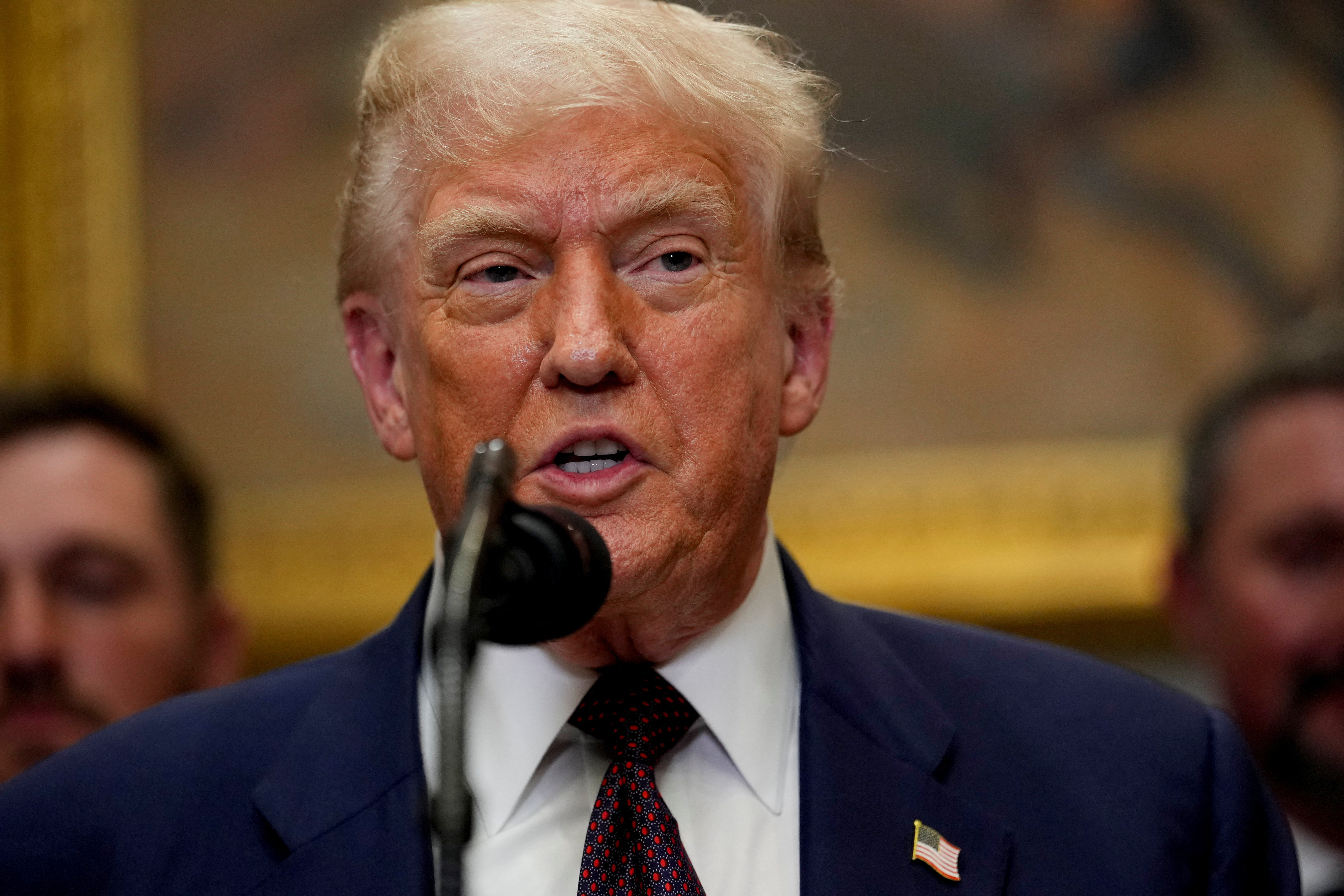 U.S. President Donald Trump delivers remarks at the White House in Washington, D.C.