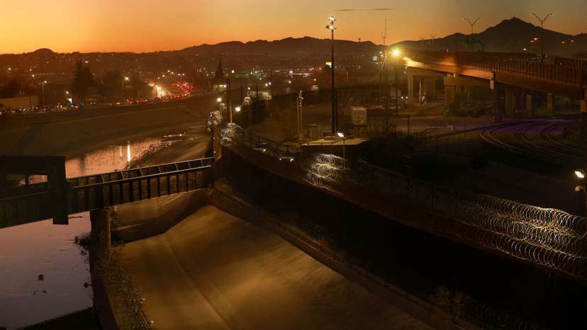A general view shows the wall on the United States and Mexico border