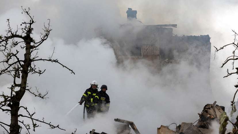 Aftermath of a Russian attack in Kyiv region