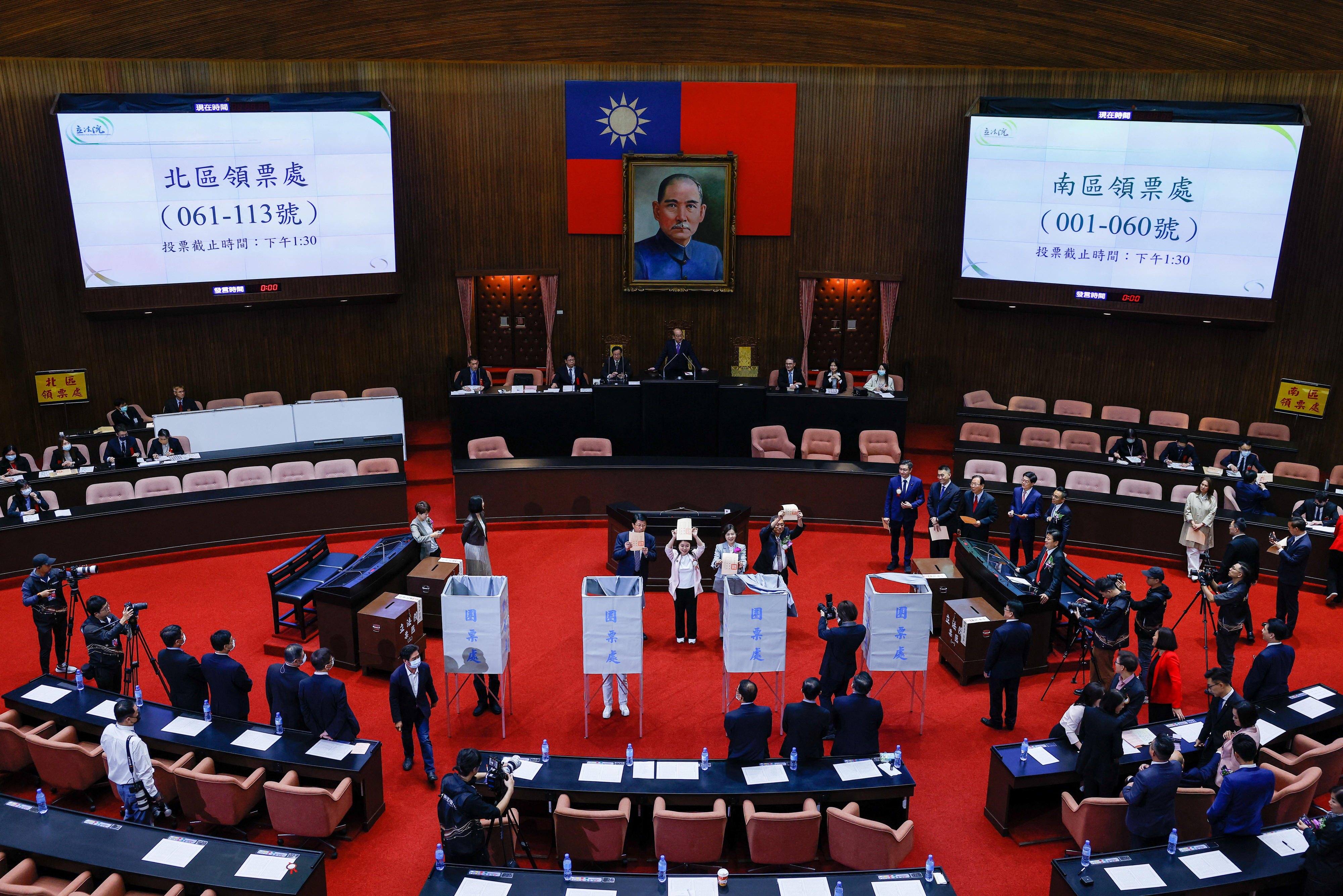Lawmakers vote to select parliament speaker inside the parliament in Taipei