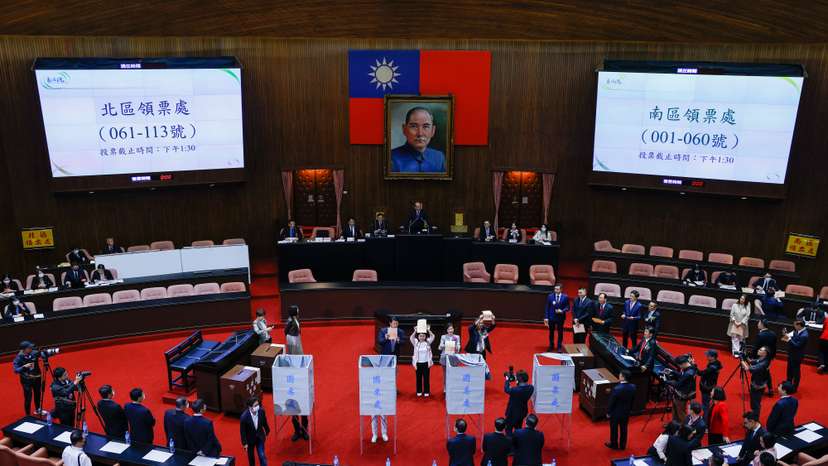 Lawmakers vote to select parliament speaker inside the parliament in Taipei