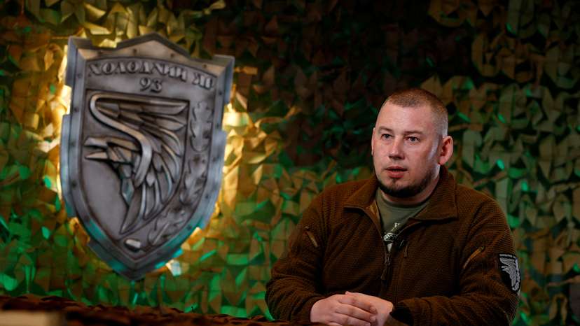 FILE PHOTO: Commander of the 93rd Separate Mechanized Brigade Colonel Palisa speaks during an interview with Reuters in Donetsk region
