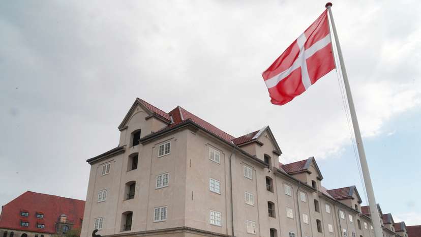 A Danish flag flies in front of the foreign ministry in Copenhagen