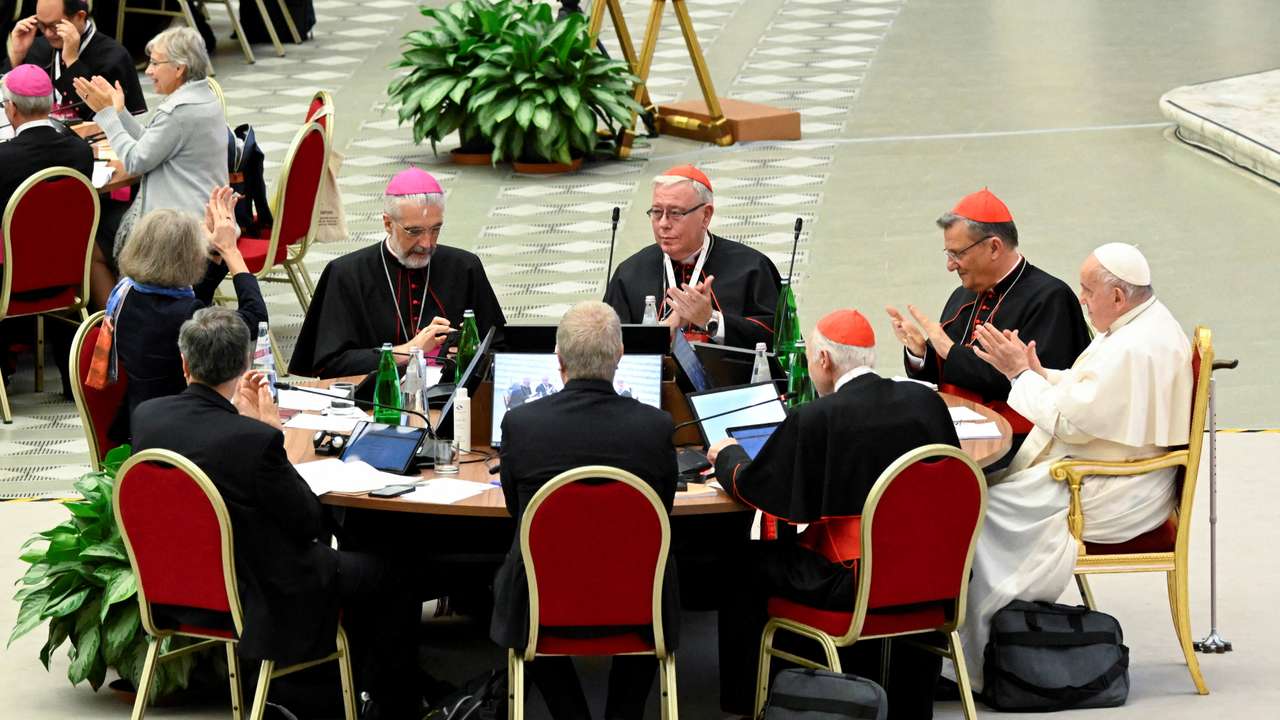 Pope Francis attends a meeting of General Congregation during the Synod of Bishops at the Vatican