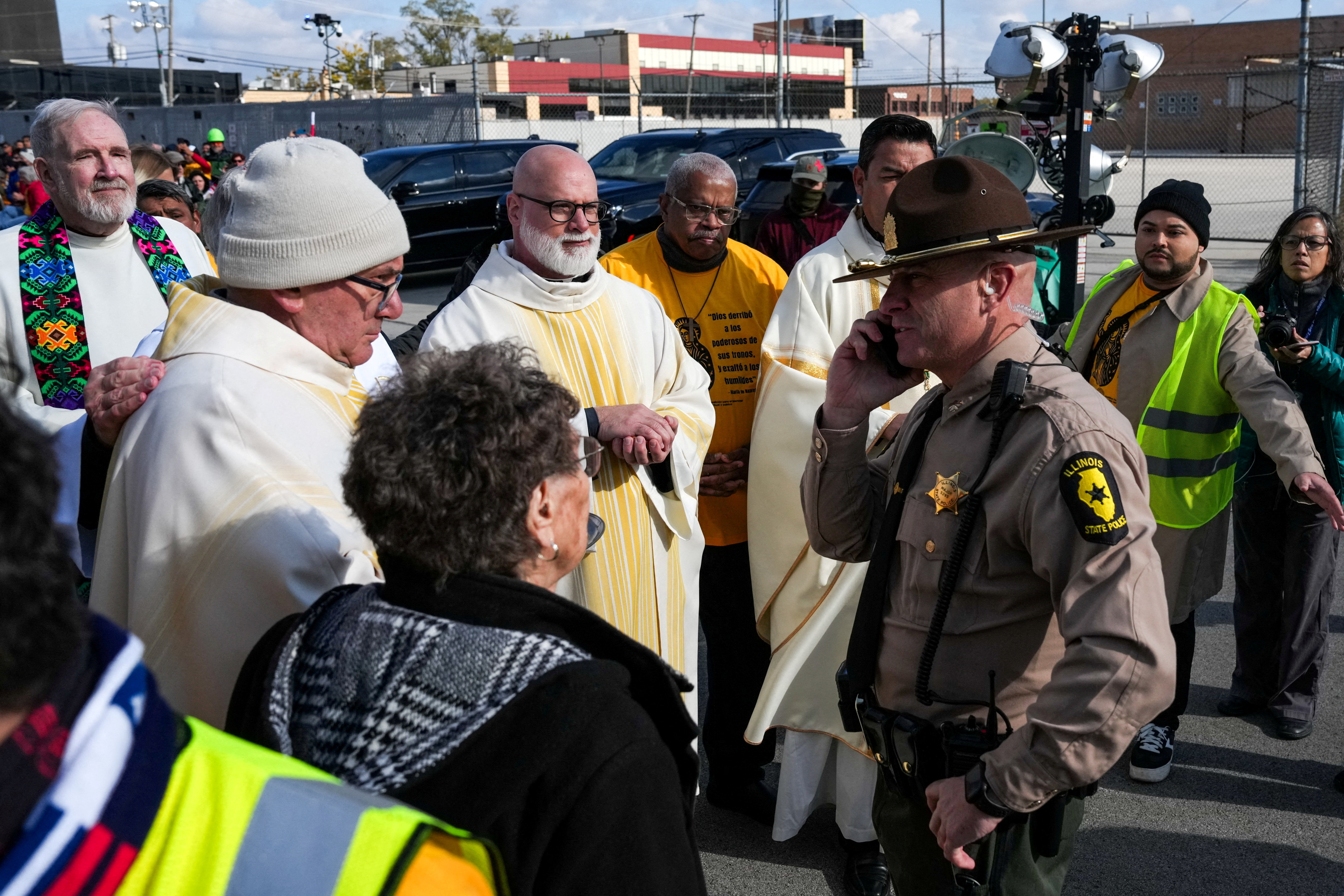 FILE PHOTO: Catholic Mass outside the Broadview ICE facility in the Chicago suburb of Broadview