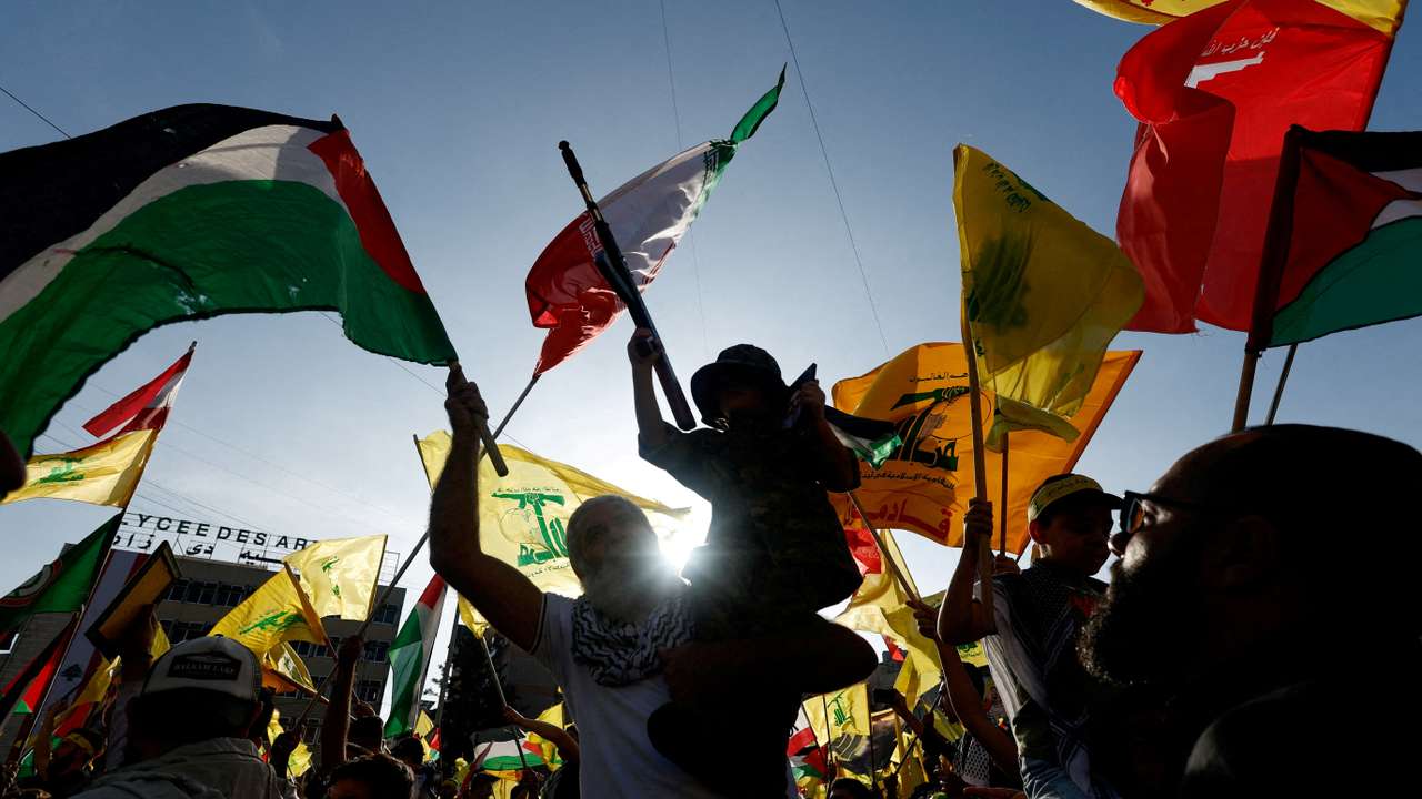 FILE PHOTO: Lebanon's Hezbollah supporters gather to attend a ceremony to honour killed fighters, in Beirut