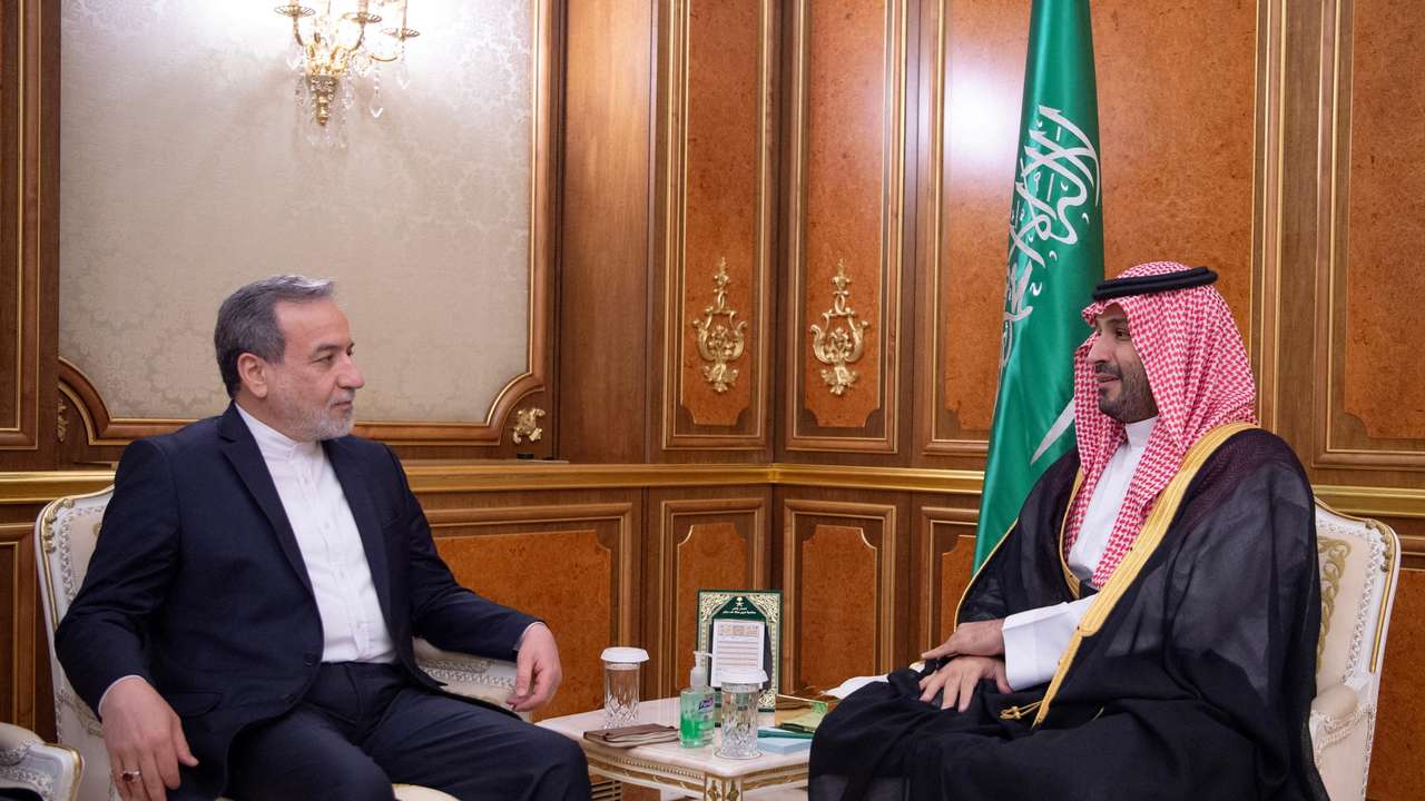 Saudi Crown Prince Mohammed bin Salman meets Iranian Foreign Minister Abbas Araghchi in Jeddah, Saudi Arabia