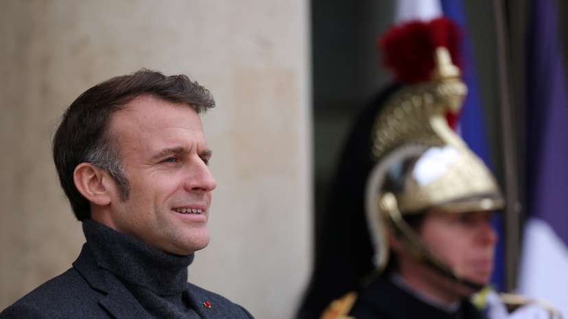 French President Macron at the Elysee Palace in Paris