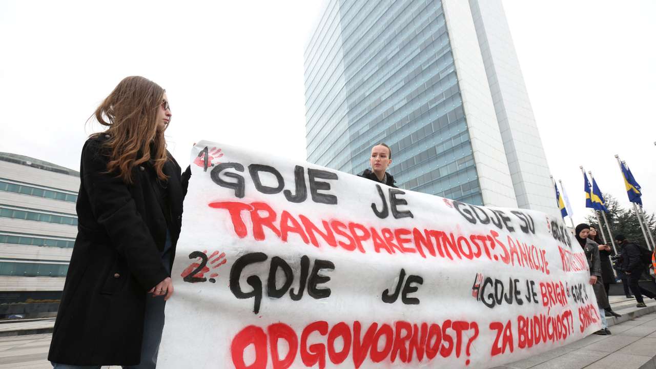 Protest demanding government responsibility over the death of people who were killed in devastating floods, in Sarajevo