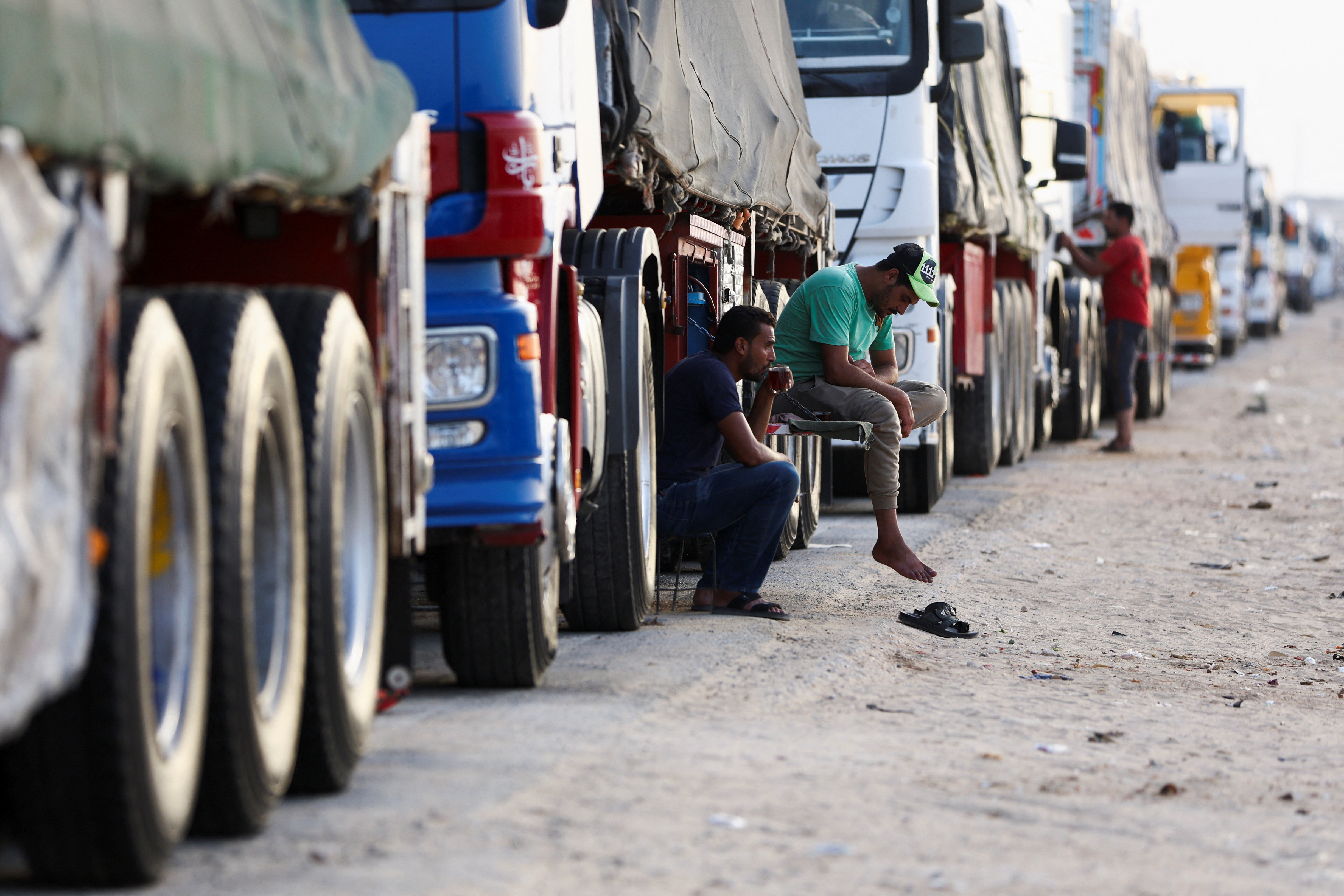 Truck for Gaza waiting to be deployed, in Al Arish