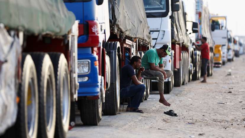 Truck for Gaza waiting to be deployed, in Al Arish