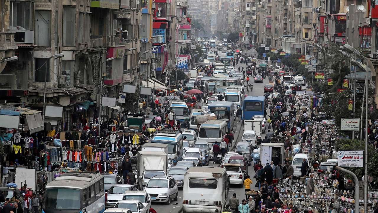 FILE PHOTO: A general view shows a crowd and shops at Al Ataba, a market in central Cairo