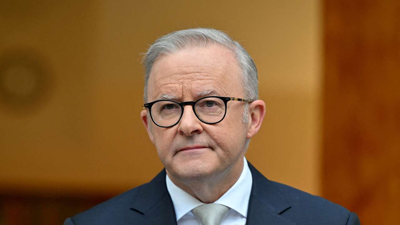 FILE PHOTO: Australian Prime Minister Anthony Albanese attends a press conference at Parliament House, in Canberra