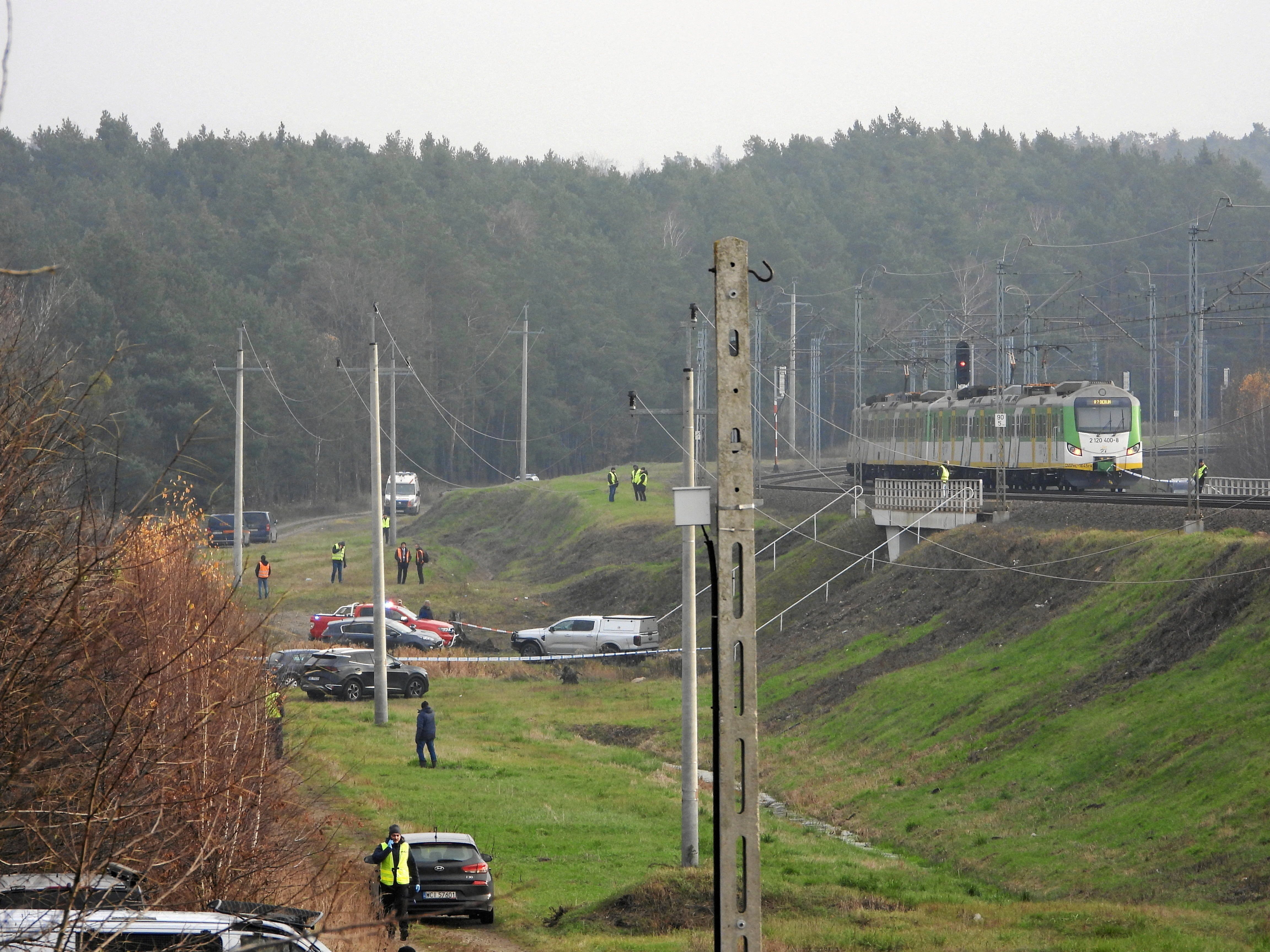 FILE PHOTO: The site of the blast on the railways on the Warsaw-Lublin line in Mika,