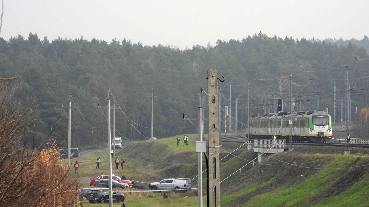 FILE PHOTO: The site of the blast on the railways on the Warsaw-Lublin line in Mika,