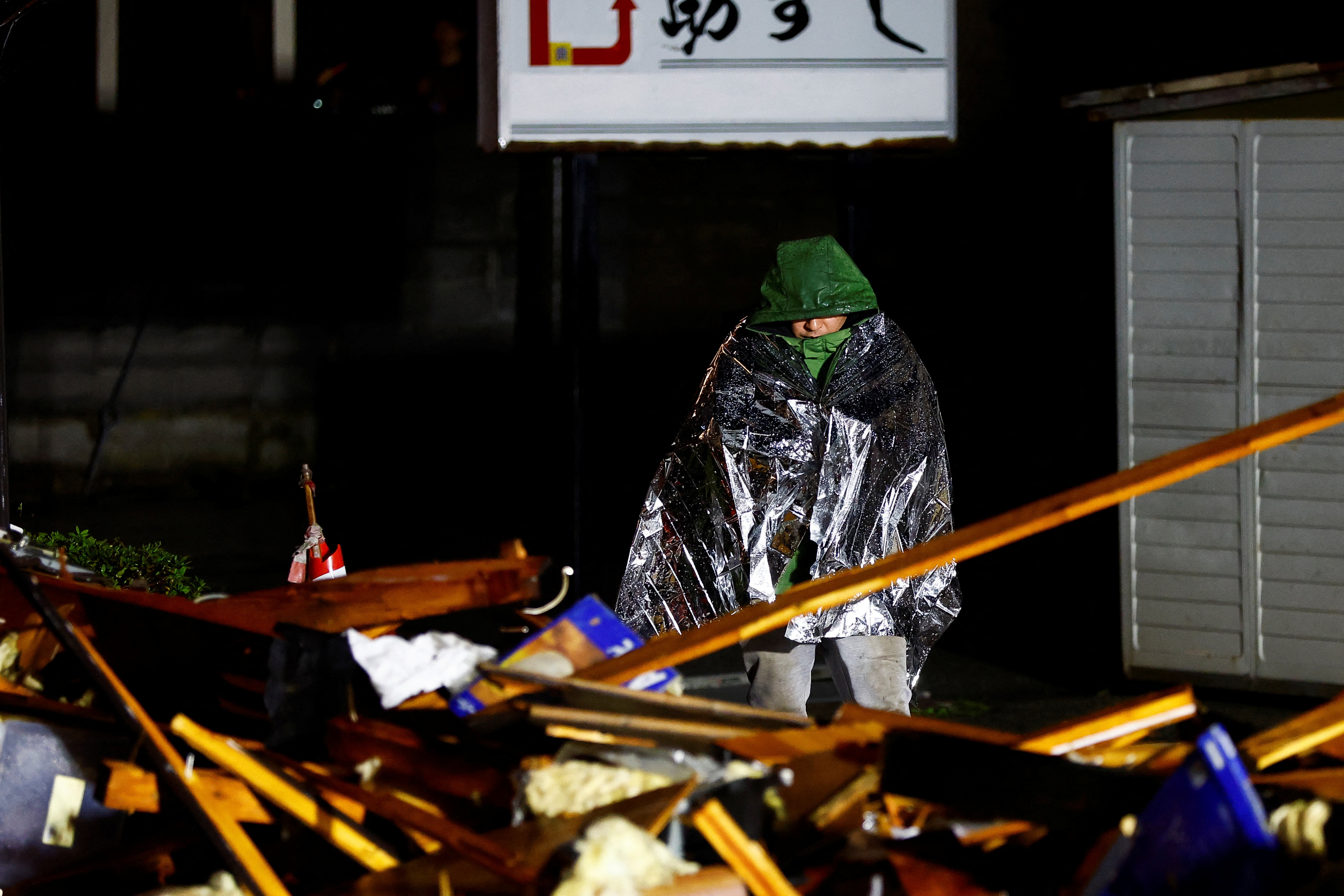 Aftermath of an earthquake in Wajima