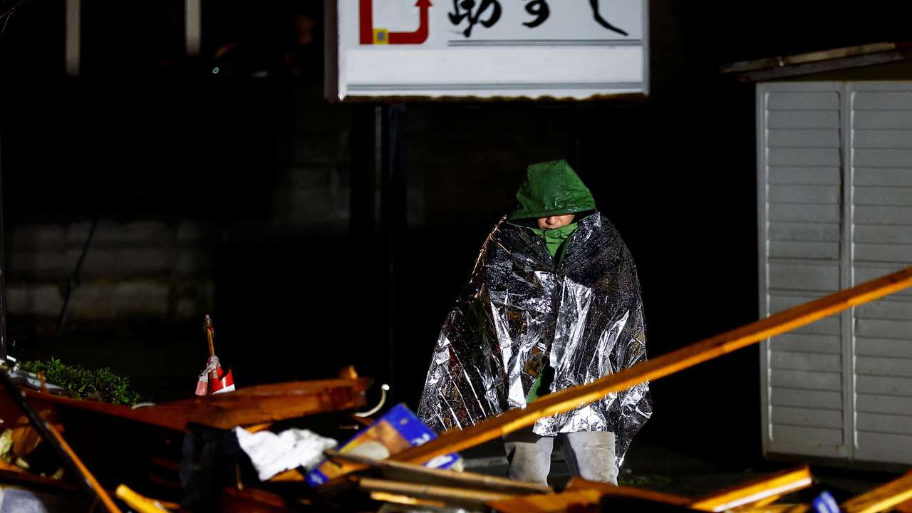 Aftermath of an earthquake in Wajima