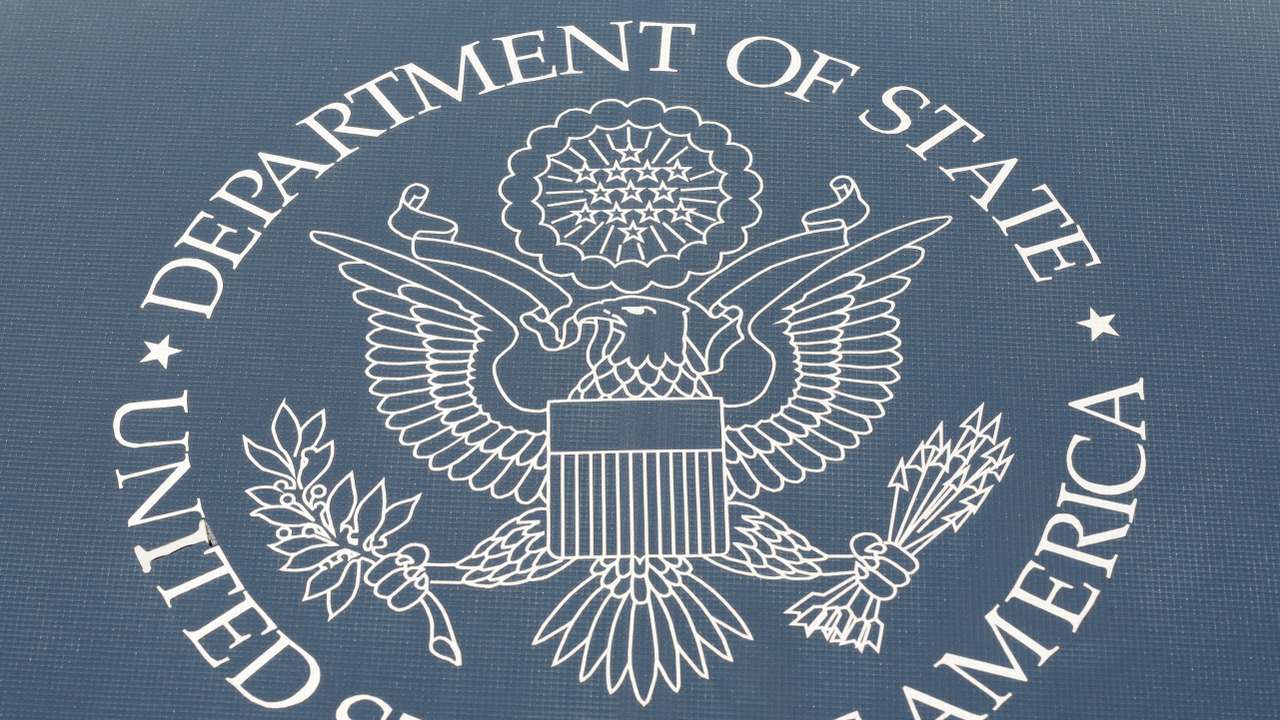 The seal of the United States Department of State is shown in Washington