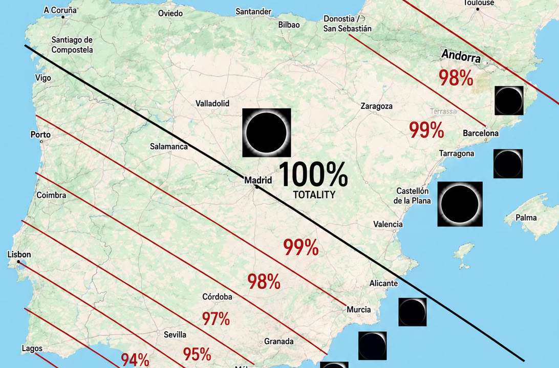 Total Solar Eclipse sweeps across Spain in historic celestial event