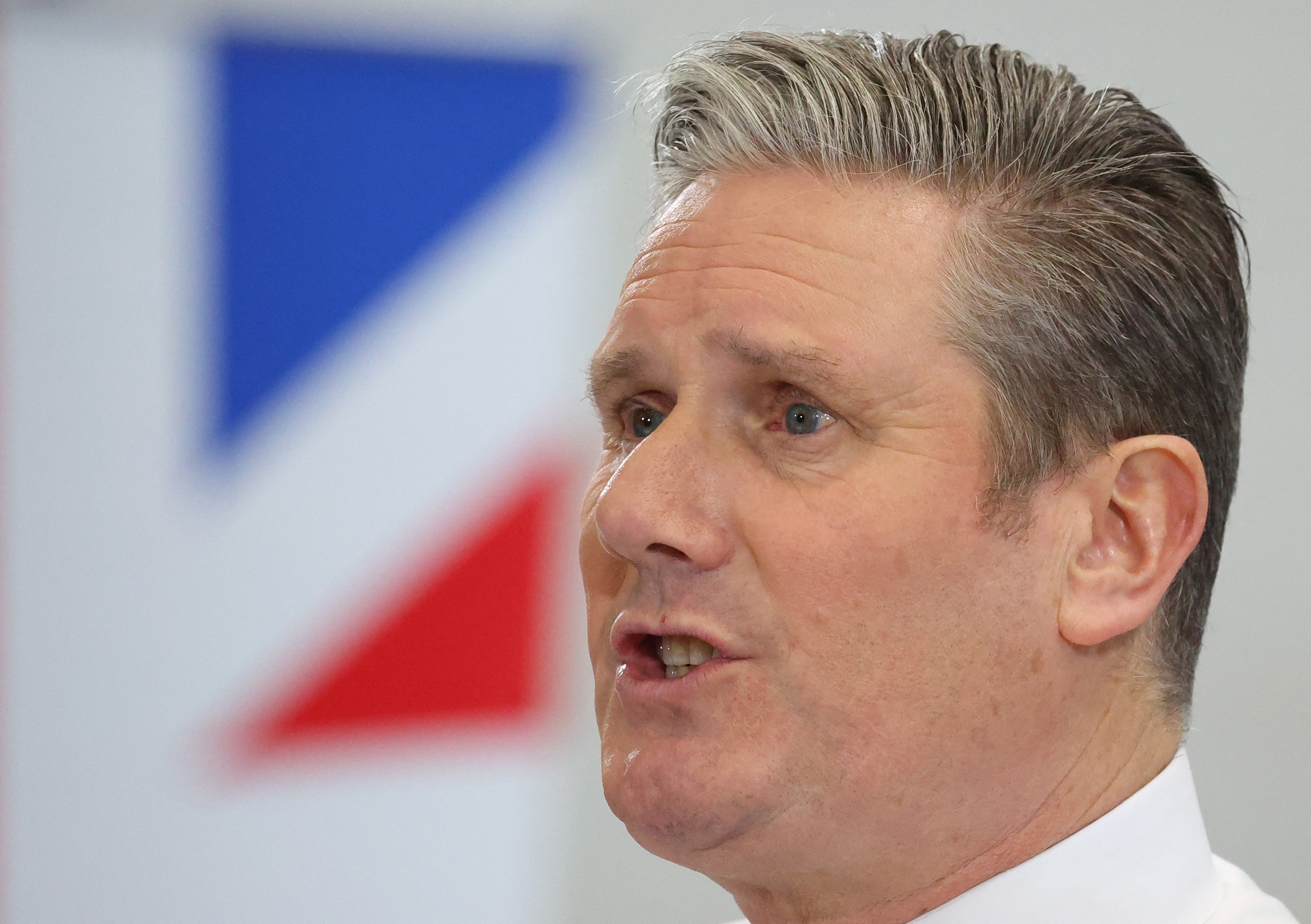 British opposition Labour Party Leader Starmer delivers a speech near Bristol