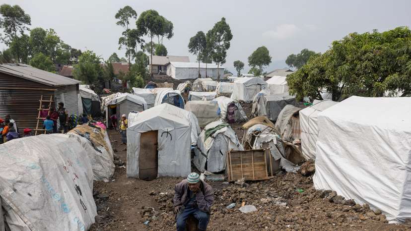 View of the Mugunga camps as some displaced people return home, days after the M23 rebel group seized the town of Goma