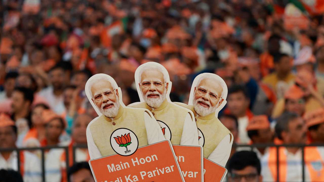 India's Prime Minister Narendra Modi attends an election campaign in Bengaluru